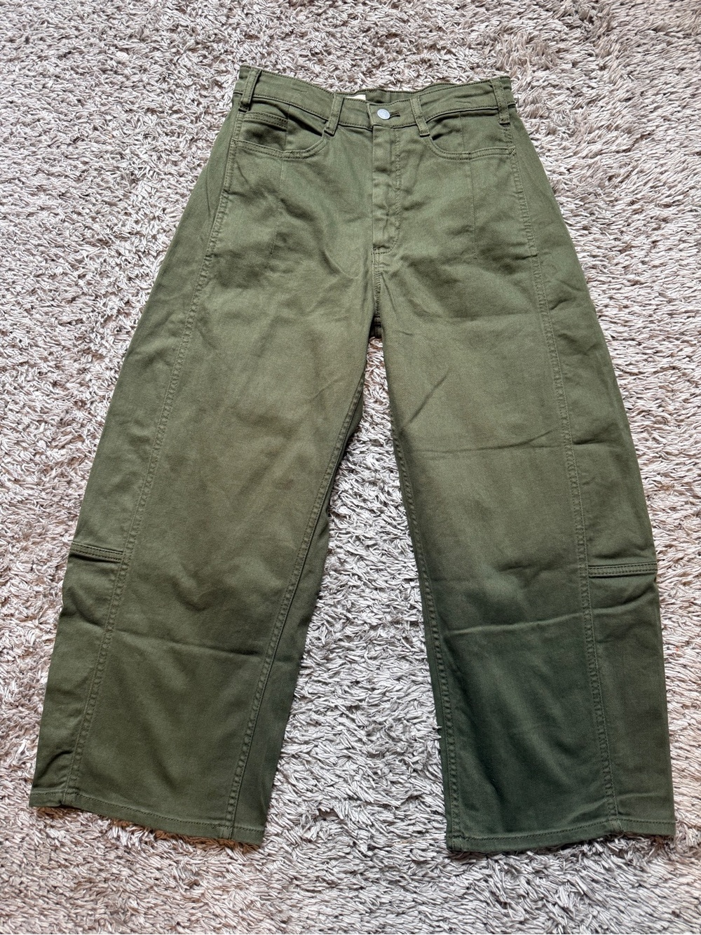 Pilcro by Anthropologie - Olive Green Wide-Leg Barrel Pants